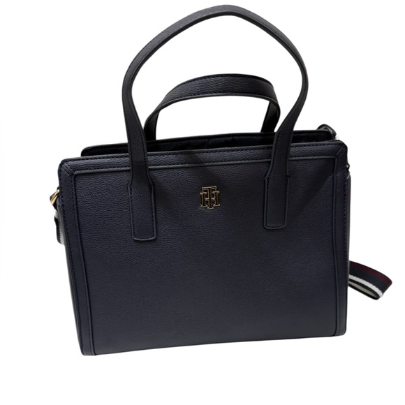 Tommy Hilfiger Black Satchel with Gold Accents - Picture 1 of 13